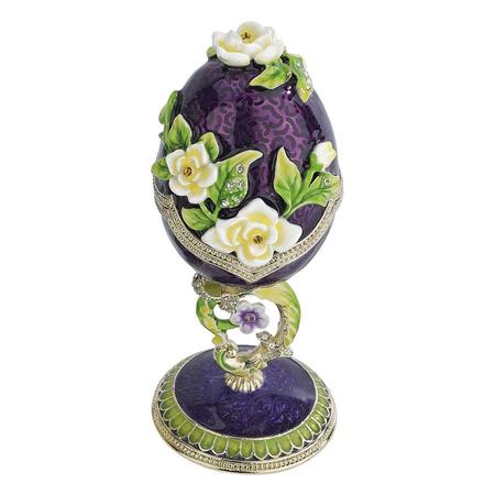 DESIGN TOSCANO Spring Bouquet Collection Romanov-Style Enameled Egg: Purple Salvia FH24091